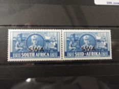 SOUTH WEST AFRICA 1941 3d BLUE WITH VALUE TO RIGHT WITH CIGARETTE FLAW MNH pair of the 3d war