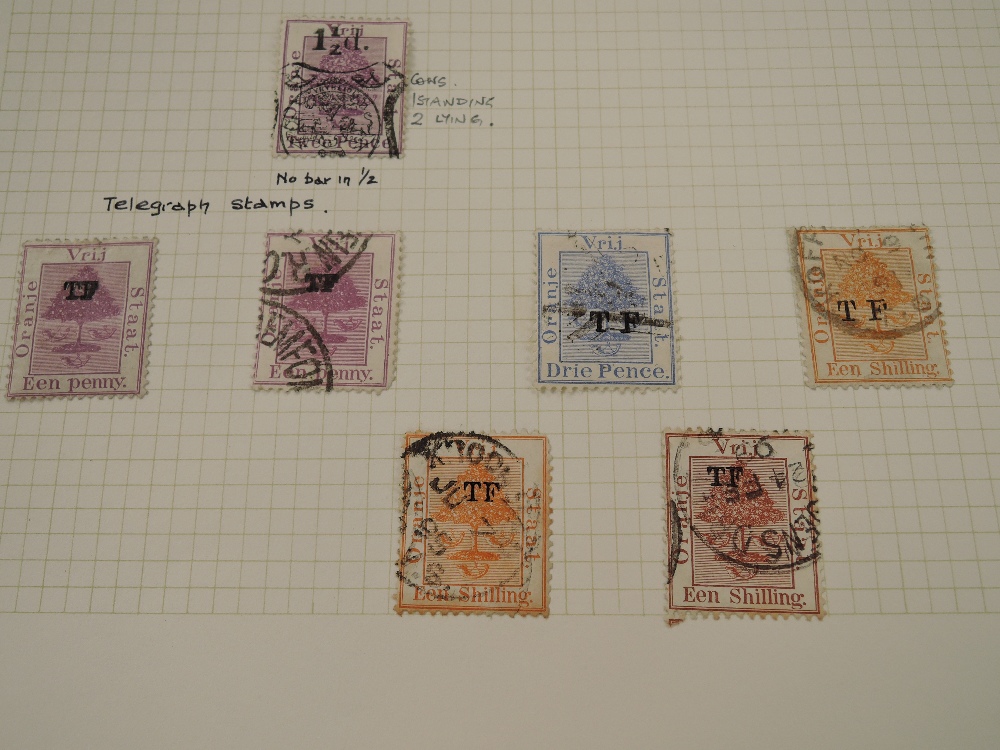 ORANGE FREE STATE & RIVER COLONY MINT & USED STAMP COLLECTION ON LEAVES 1860's to early 1900's - Image 10 of 12