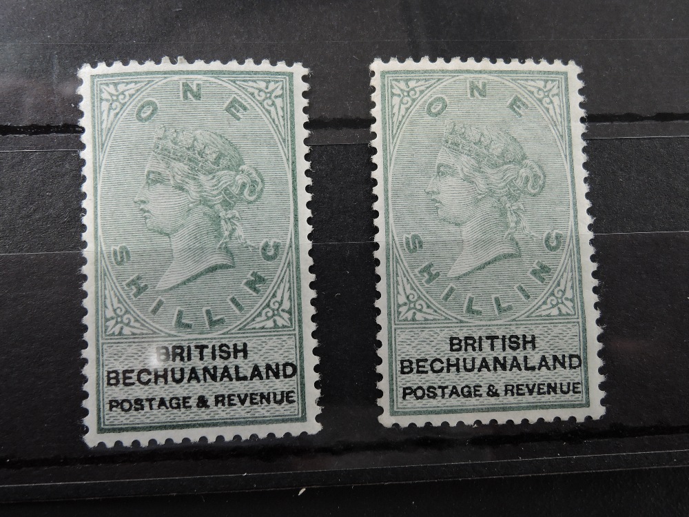 BRITISH BECHUANALAND 1888 1 SHILLING GREEN & BLACK MINT PAIR Card with mounted mint pair of this - Image 2 of 2