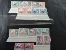 BASUTOLAND 1961, SURCHARGED SET OF 11, MOST MNH MARGINAL PAIRS Most we note have printers imprint to