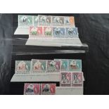 BASUTOLAND 1961, SURCHARGED SET OF 11, MOST MNH MARGINAL PAIRS Most we note have printers imprint to