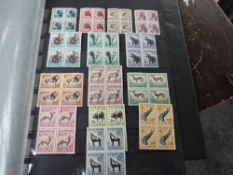 SOUTH AFRICA 1954 DEFINITIVES SET OF 14 IN MNH BLOCKS OF 4 Stocksheet with MNH set of the 1954