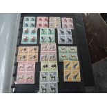 SOUTH AFRICA 1954 DEFINITIVES SET OF 14 IN MNH BLOCKS OF 4 Stocksheet with MNH set of the 1954