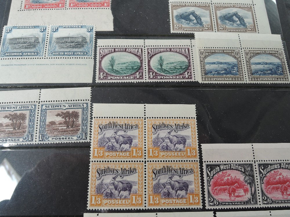 SOUTH WEST AFRICA 1931, DEFINTIVES SET OF 14 IN PAIRS INCLUDING 'AIRS' Hagner style sheet with - Image 4 of 5