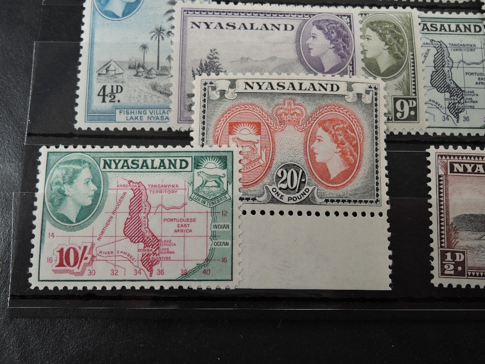 NYASALAND 1953 QEII SET OF 15 DEFINITIVES + VARIETIES Card with unmounted mint set of 15 definitives - Image 2 of 4