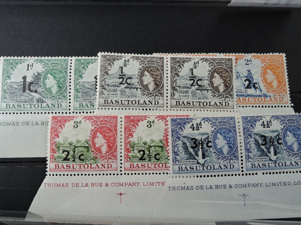 BASUTOLAND 1961, SURCHARGED SET OF 11, MOST MNH MARGINAL PAIRS Most we note have printers imprint to - Image 4 of 4