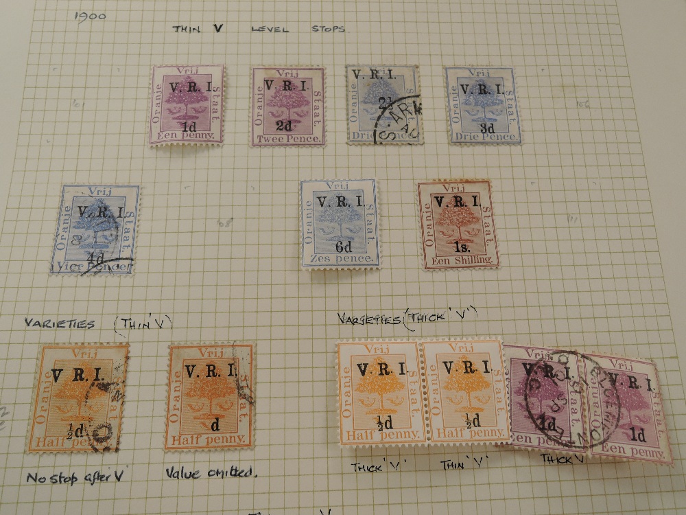 ORANGE FREE STATE & RIVER COLONY MINT & USED STAMP COLLECTION ON LEAVES 1860's to early 1900's - Image 3 of 12