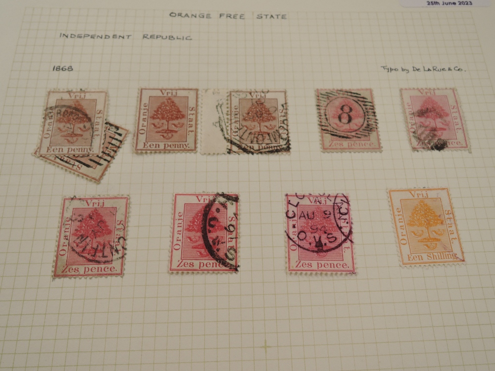 ORANGE FREE STATE & RIVER COLONY MINT & USED STAMP COLLECTION ON LEAVES 1860's to early 1900's - Image 2 of 12