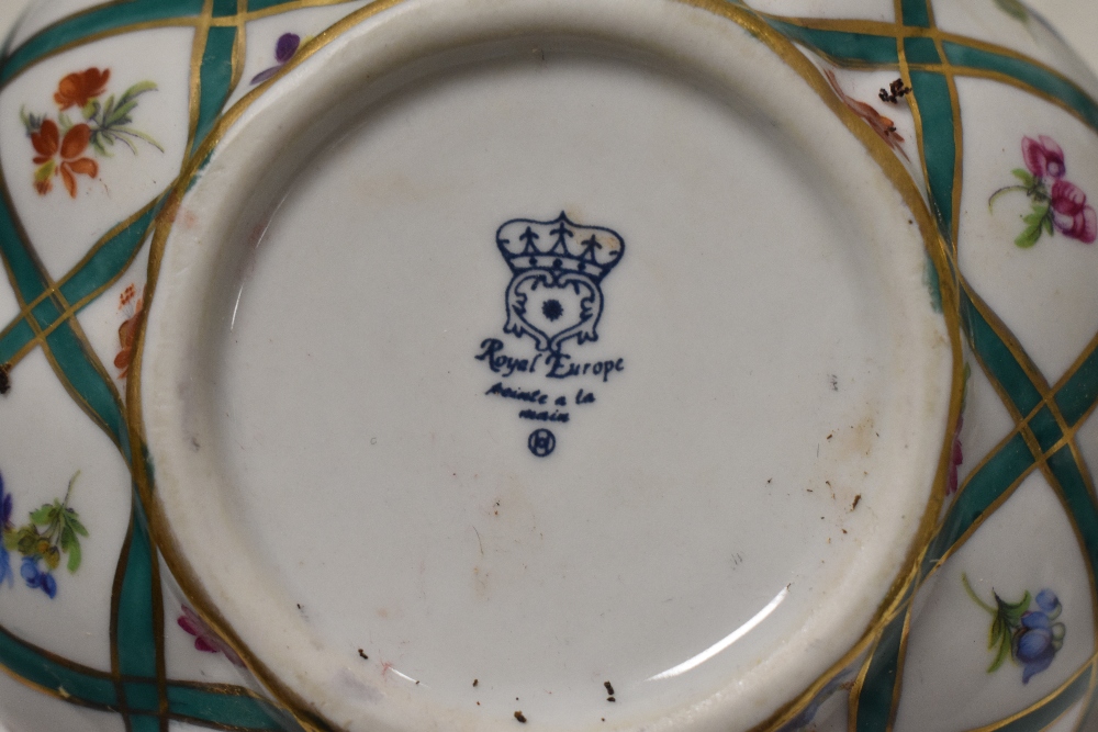 A group of three 'Royal Europe' ceramic baskets, decorated in the 19th century manner with foliate - Image 2 of 2