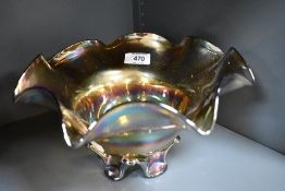 An Iridescent carnival glass bowl.