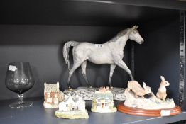 A Beswick large matt grey horse figure Moonlight AF, a Border Fine Arts Doe'si Doe A1021 and three