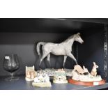 A Beswick large matt grey horse figure Moonlight AF, a Border Fine Arts Doe'si Doe A1021 and three