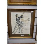 A 20th century charcoal and chalks study of ballet dancers, indistinctly signed lower right,