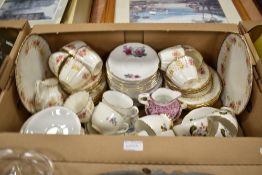 A selection of part tea services including Royal Albert crown china and Delphine china.