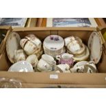 A selection of part tea services including Royal Albert crown china and Delphine china.