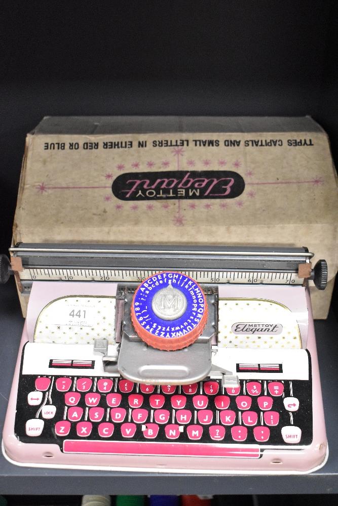 A Mettoy Elegant tin plate Typewriter, in original box