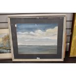 E Mackie (local contemporary) watercolour, winter coastal scene, signed lower right within card
