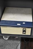 A Fidelity Solid State record player in blue