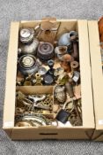 An assortment of items including brassware etc.