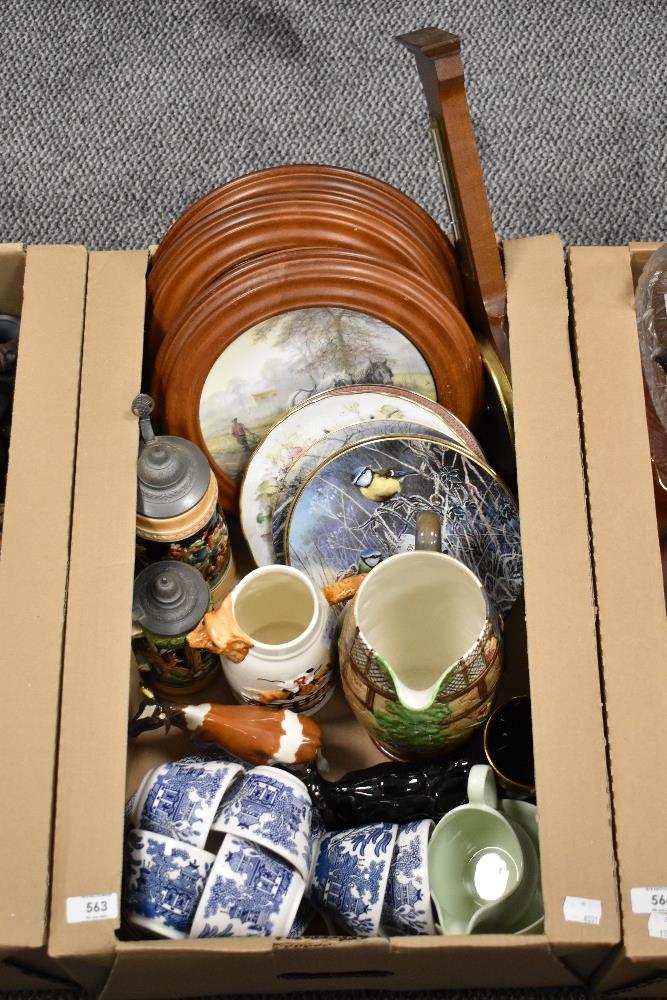 Nine assorted display plates including Royal Doulton and Coalport, a vintage Beswick 1126 jug