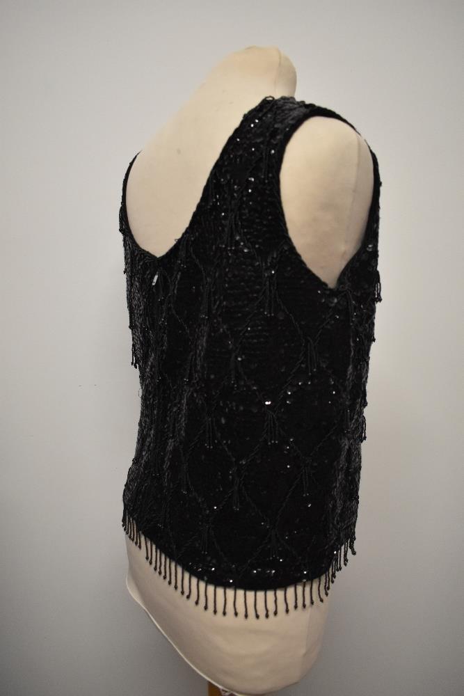 A 1960s black hand beaded wool evening top, Made in Hong Kong. - Image 4 of 6