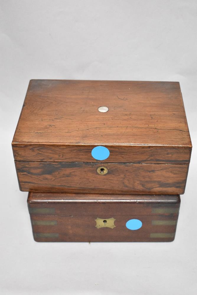 Five early 20th century wooden boxes, including inlaid and carved examples. - Image 4 of 4