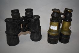 Two pairs of binoculars, including vintage W.Watson & Sons ltd, London and Miranda.