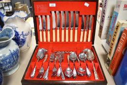 A 20th Century canteen of Priestley & Moore of Sheffield cutlery, with ivorine and other handles