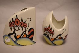 Two Art Deco style hand painted Lorna Bailey stylised vases.