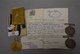 Three medals, of WW1 interest.