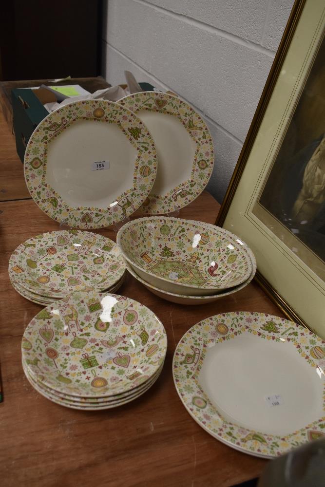 A small quantity of festive Queens Yuletide patterned tableware, to comprise four salad plates, four