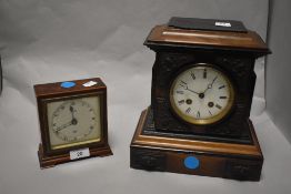 Two early to mid 20th century mantel clocks, including Armstrong's Manchester Elliot clock with Burr