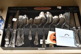 A cased set of Cooper Ludlam of Sheffield stainless steel cutlery in the King's Pattern