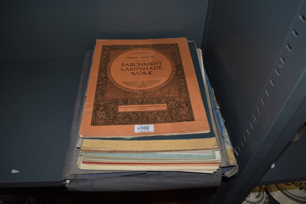 A collection of early to mid century ephemera, including lesson plans for glove making, leather