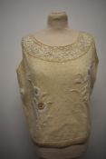 A 1960s cream beaded wool evening top, Made in British Hong Kong.