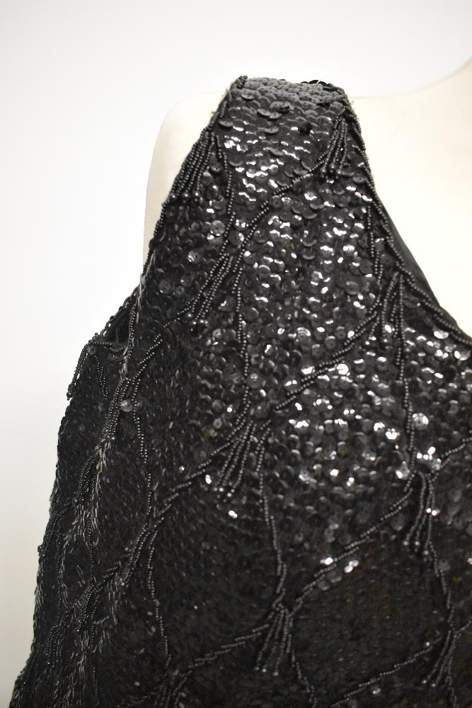 A 1960s black hand beaded wool evening top, Made in Hong Kong. - Image 3 of 6