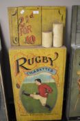 A large and decorative reproduction cigarette advertising sign, for Rugby Cigarettes, British &