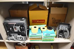 A vintage Kodak Instamatic projector for Super 8 movies, a Phago 8mm editor viewer and a selection