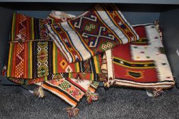 Six Algerian Berbere flat weave cushion covers, in various colourways.