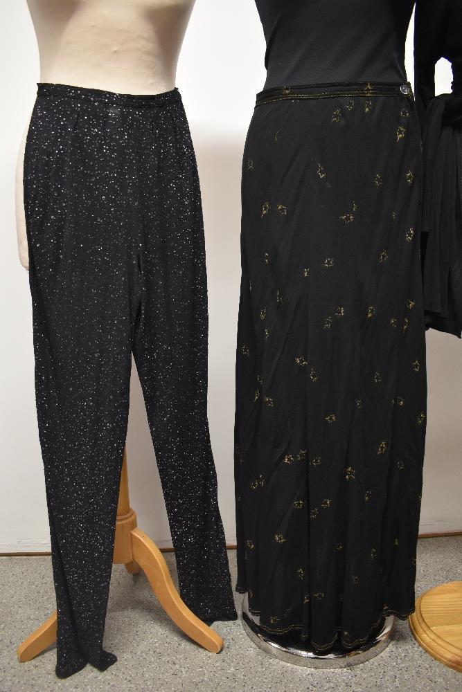 A selection of Jean Muir clothing, to include 1970s glittery trousers, a maxi skirt with gold star - Image 12 of 12