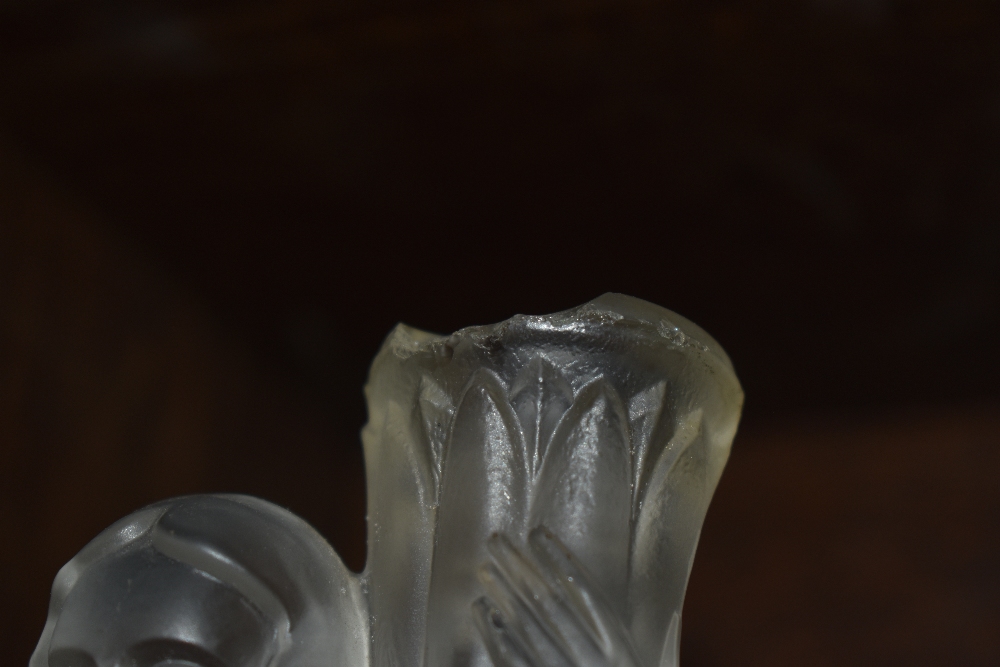 An Art Deco moulded glass lamp base in the style of Lalique, depicting nude maiden on rocks - Image 2 of 2