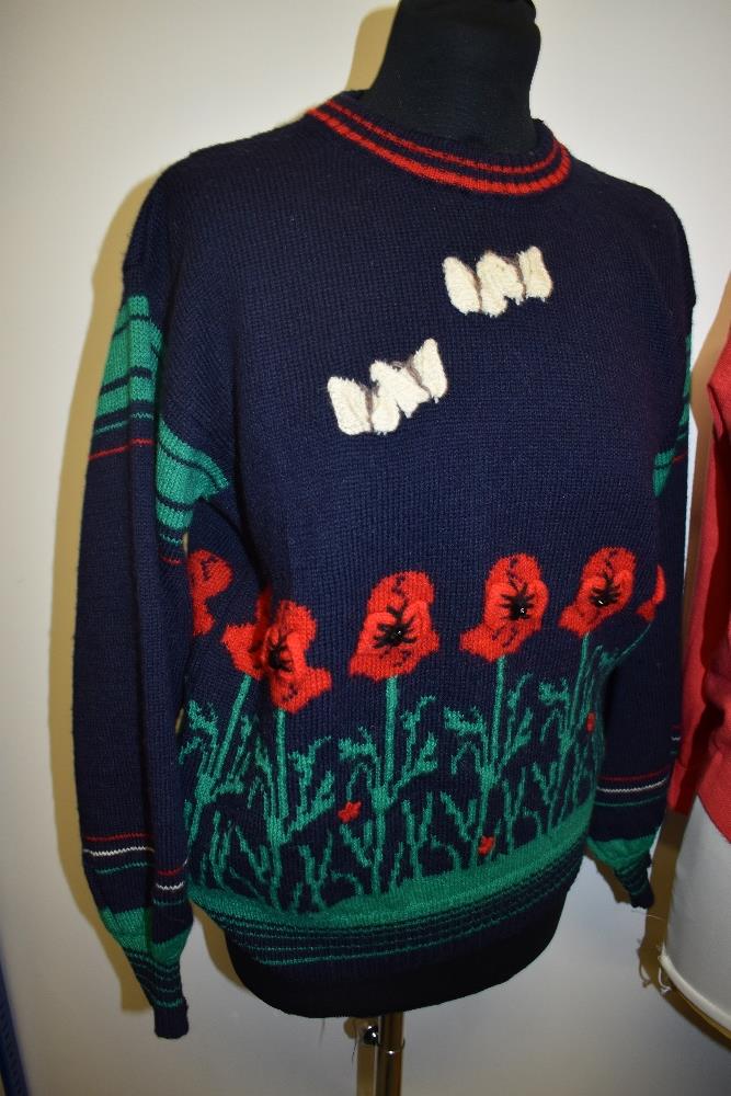 A mixed lot of vintage jumpers and a cardigan, including red Arran knit and 1950s/60s cardigan. - Image 2 of 6