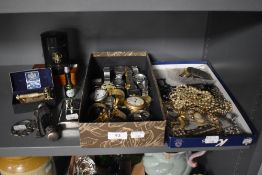 A varied lot of vintage costume jewellery and similar coins and keys, buckle, brooches etc.