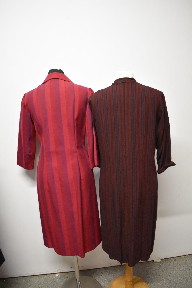 For vintage dresses, comprising 1960s black wool shift dress with Paris label, 1960s striped dress - Image 11 of 11