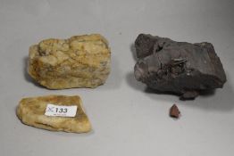 Three mineral and stone samples