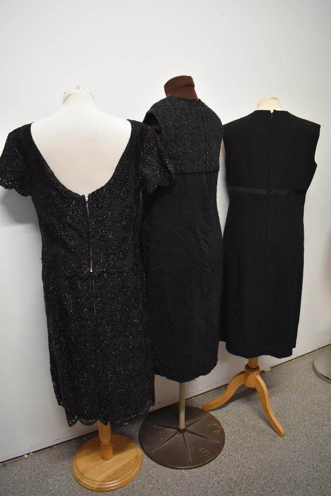 Three 1960s black dresses, including metallic thread faux two-piece dress. - Image 6 of 6