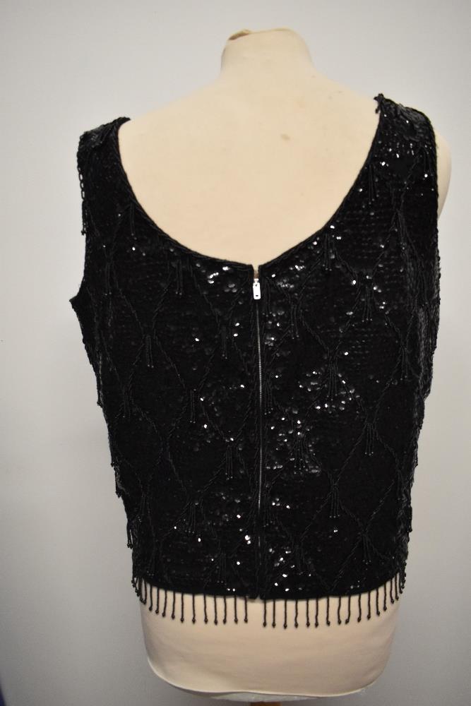 A 1960s black hand beaded wool evening top, Made in Hong Kong. - Image 5 of 6