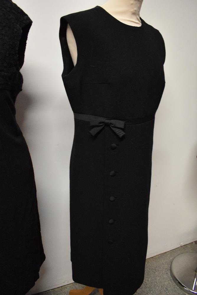Three 1960s black dresses, including metallic thread faux two-piece dress. - Image 4 of 6