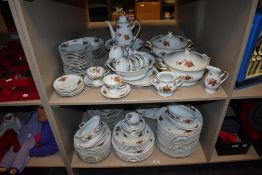 A large collection of vintage Bavarian table ware, having white ground with rose transfer pattern