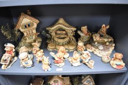 A selection of hand-painted stonecraft Pendelfin rabbit figures, of typical anthropomorphic